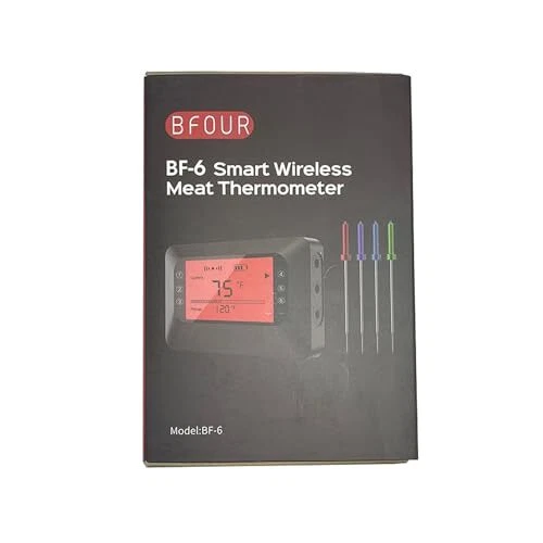 Meat Thermometer Digital Wireless Smoker Thermometer With 4 Colored Probes Bluet
