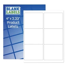 60 Beer Bottle Labels Blank 4 x 3.33 Laser / Ink Jet Printer Stickers Home Brew