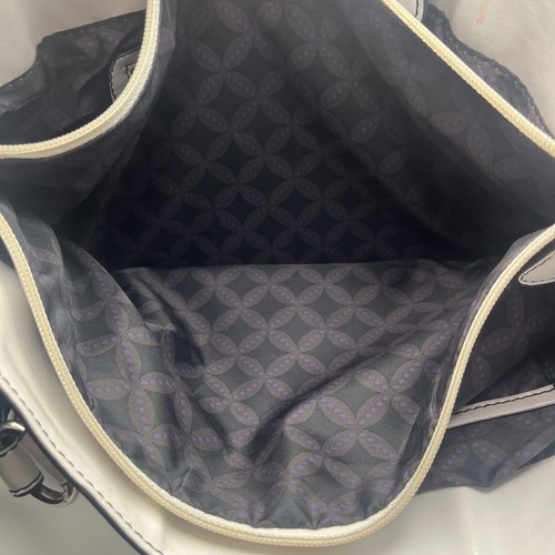 Large FRANCO SARTO Shoulder or Arm BAG Many Pockets PVC Faux Leather Cream Black - Picture 7 of 8