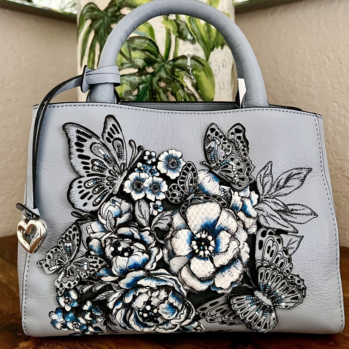 Brighton MASTERPIECE 3D Nessy Satchel Crossbody HANDBAG Floral