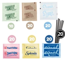 Sugar and Sweetener Packets Variety Pack Assorted Individual Servings sweeteners