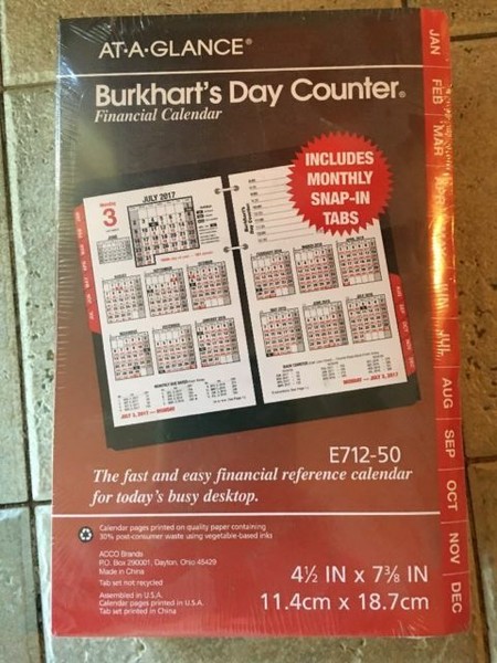 At a glance burkhart s day counter desk calendar refill 4 1 2 x 7 3 8 