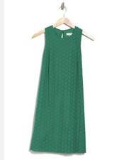 CALVIN KLEIN Women's Sleeveless Round Neck Trapeze Dress Meadow (Eyelet) Size 4