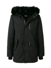 Mackage Coat Black Wool Blend, Feather Down And Fox Fur Seth