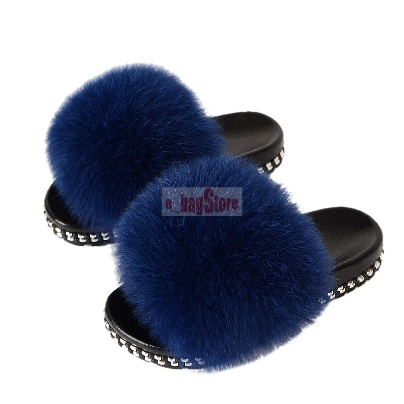 Fox fur slides in store hot sale