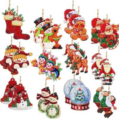 24 STÜCK ANHÄNGER HOLZ ANHÄNGER WEIHNACHTSBAUMSCHMUCK MEHRZWECK