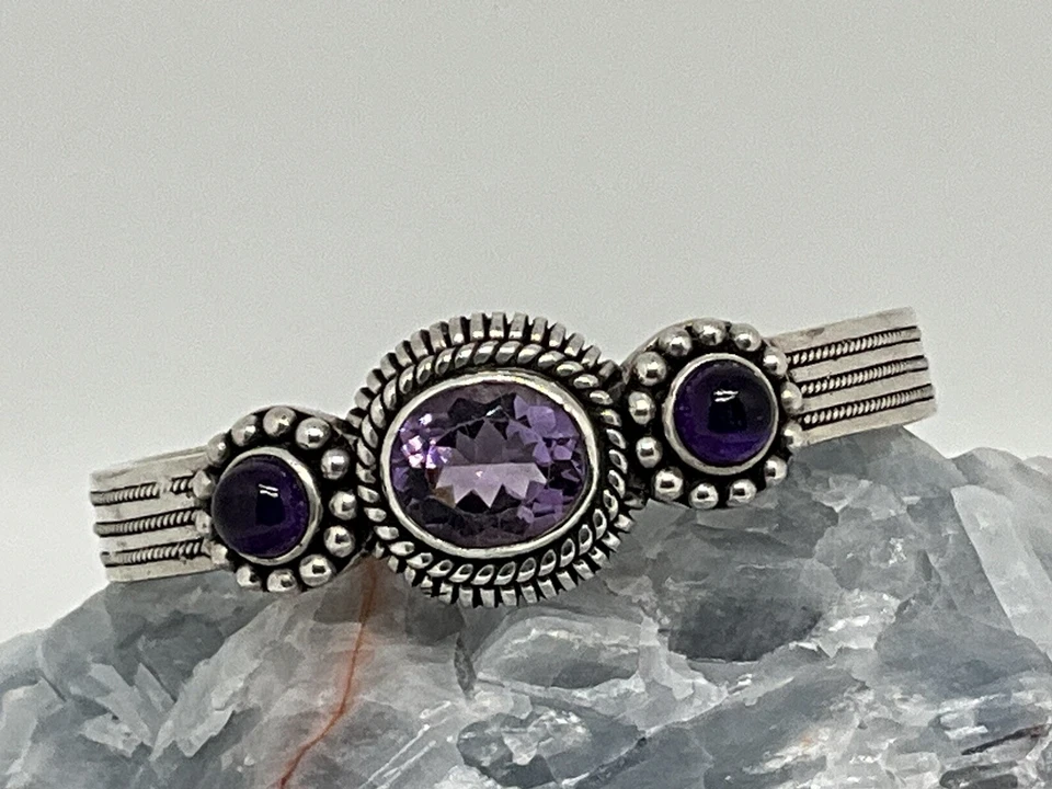 STEPHEN DWECK DE COLECCIÓN. PULSERA BRAZALETE ESTERLINA Y AMATISTA Foto 2 de 4