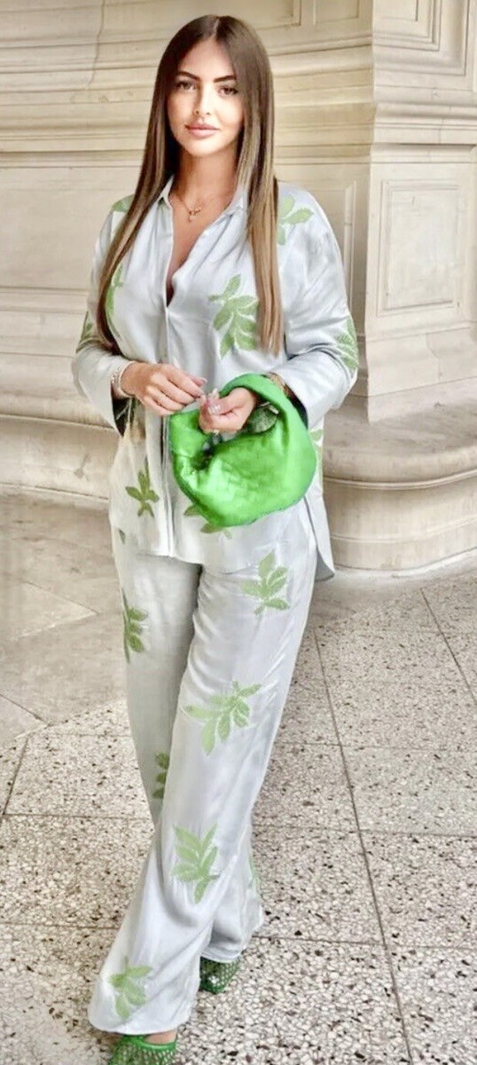 ZARA Co-Ord Leaf Embroidered Beaded Set Sequin Shirt Blouse ZARA Co-Ord Leaf Embroidered Beaded Set Sequin Shirt Blouse