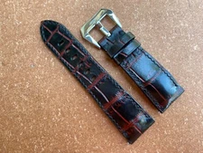 26m 24mm 22mm 21mm 20mm 19mm 18mm Black/Red alli.../ Leather Watch Strap Band