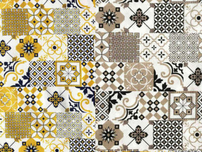 Fabrics by the meter and tablecloths | Tile motifs | Made in Italy | 100% Cotton