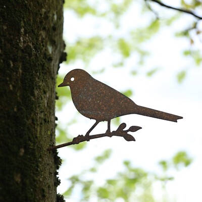 Spatz Baum Erdspieß Schild Metall Vogelschmuck Baum Plakette Haus Garten Deko