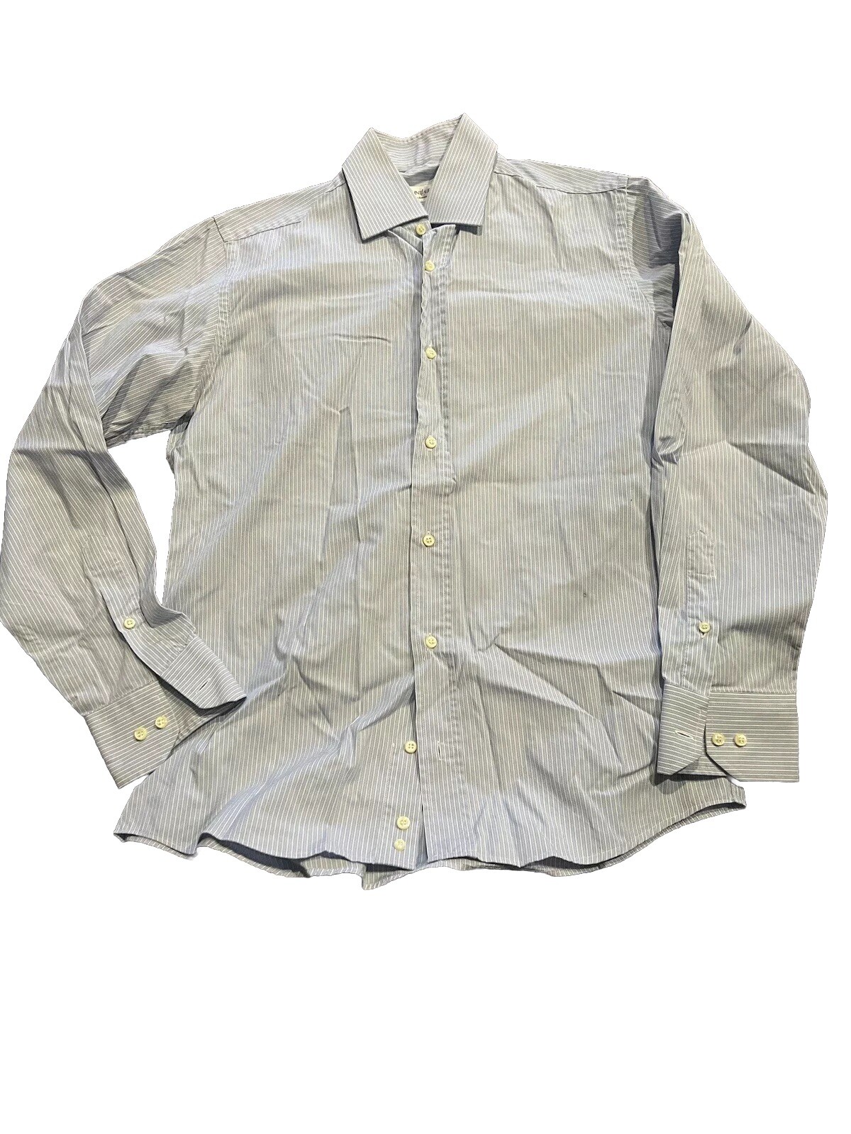 Camicia abito Yves Saint Laurent da uomo 15 1 2 39 blu a righe bianche misto cotone