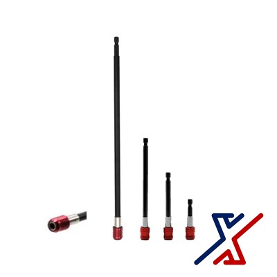 Set of 4 Quick Release Magnetic Bit Holder (2.5'' 4'', 6'' & 12'' Red) by X1 Tools