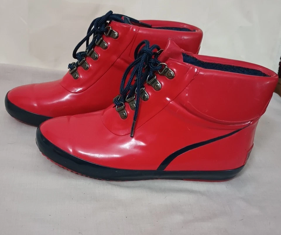 Lands End Rojo Nieve Lluvia Barro Botas Mujer Talla 8 Forradas Impermeables De Colección ¡Bonitas!! Foto 3 de 4