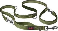 HALTI Dog Lead - Green. Double Ended, Shock Absorbing Bungee, Reflective. 2 Size