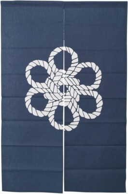 Noren, Japanese Door Curtain 100% Cotton, Sashiko Noren, 130 cm,  (Nejiri Ume)