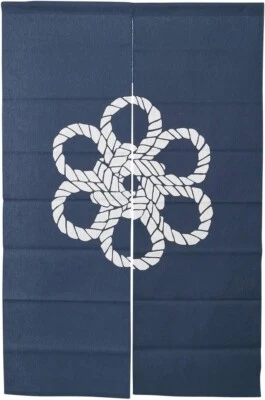 Noren, Rideau de porte japonais 100% coton, Sashiko Noren, 130 cm, (Nejiri Ume) - Photo 1/3