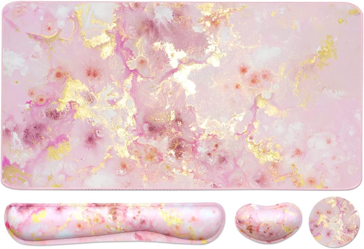 Extended Keyboard Mouse Pad Set with Memory Foam Wrist Rest-image