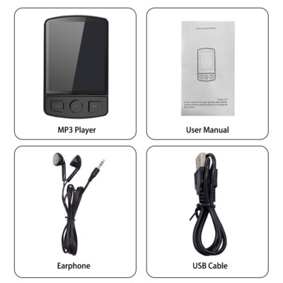 Lettore MP3 Bluetooth 128GB, Supporto, Registratore Vocale, Radio FM, Schermo 1.77'' Nero