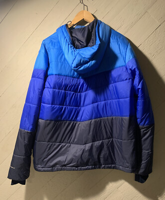 Adidas Primaloft Puffer Jacket Men's Large Blue Hooded Size L
