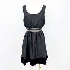 Darling Vivienne Dress M Black Fit & Flare Retro Striped Waist Mod Minimalist