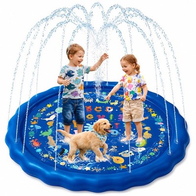 KiddoSpace Splash Pad Sprinkler for Kids and Dogs   67'' Baby Splash Pad for T...