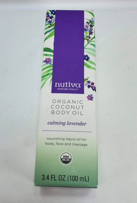 Nutiva Organic Coconut Body Oil Calm Lavender 3.4fl oz Liquid Face Massage