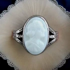 Antique "STERLING" Silver, Milk Glass Cameo Ring Size 4