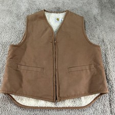 Vintage Carhartt Vest Mens XL Brown Sherpa Lined Canvas Workwear 6SV USA 90s