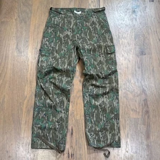 Mossy Oak Pants Mens XL Vintage Green Leaf Camo Cargo Pockets Outdoors Hunting