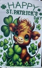 Garden Flag 12x18 St. Patrick’s Day Adorable Highland Cow Double-Sided Handmade