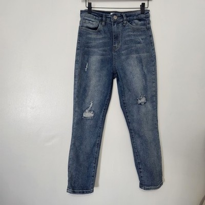 YMI Dream Fit Jeans Size 9/29 High Rise Medium Wash Distressed Ankle P958171