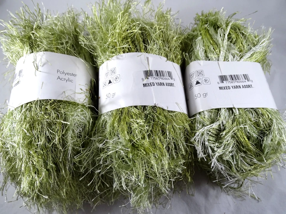 Lote de 3 novelhas de tricô artesanato crochê fio misto de fibra de gala PARCIAL - Imagem 4 de 4