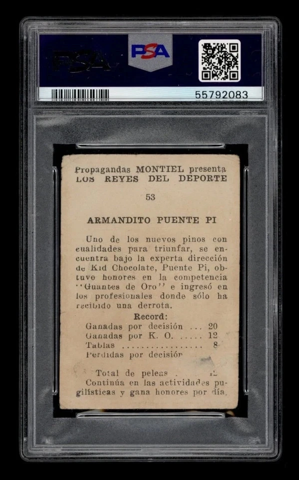 PSA 1 PR MC ARMANDITO PUENTE PI 1946 PROPAGANDAS MONTIEL #53 GRADED BOXING TPHLC - Image 2 of 2