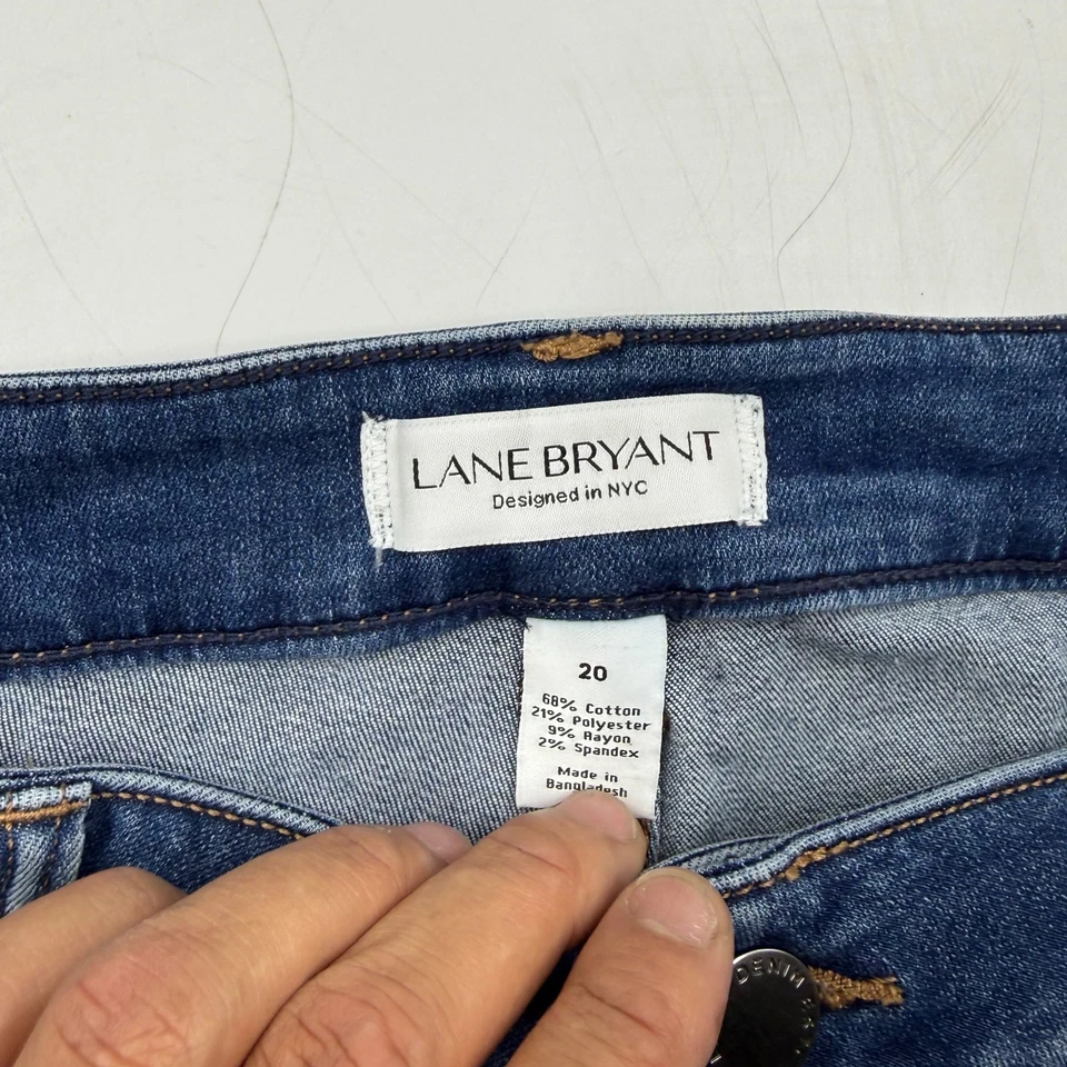 Pantalones de mezclilla para mujer Lane Bryant 20 azul mezcla de algodón calce regular recto Foto 4 de 4