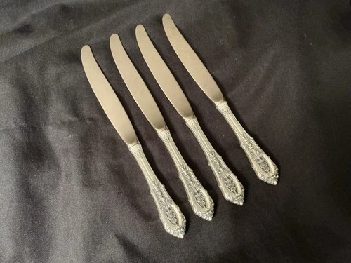 Lot Of 4 Rose Point By Wallace Sterling Silver 9” Dinner Knife Knives Lot Vtg