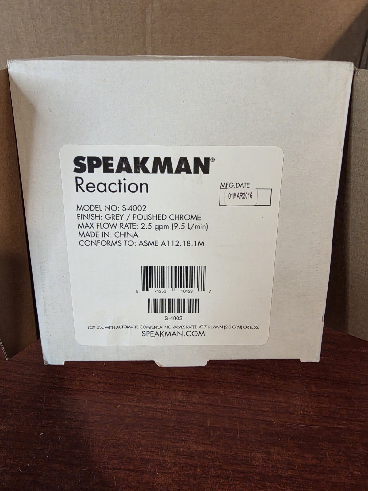 SPEAKMAN S-4002 Fixed Shower Head Gray/Polished Chrome 1/2 NPTF 2.5 GPM NEW