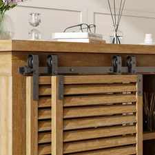 4FT Bypass Mini Sliding Barn Door Hardware Kit for 2 Doors, Super Mini Barn D...