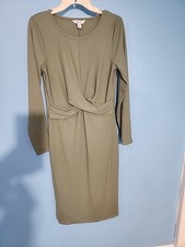Nine West Ladies Size M Light Olive Long Sleeved Dress