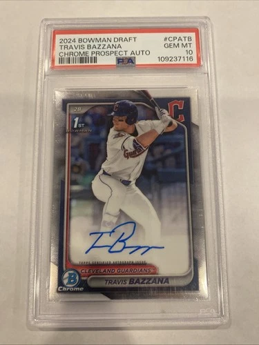 Travis Bazzana 2024 Bowman Chrome Draft Auto PSA 10 Cleveland Guardians GEM MINT
