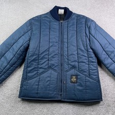 Vintage RefrigiWear Jacket Mens Medium Blue Quilted Full Zip Made In USA 90s
