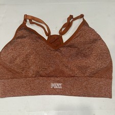 Victoria Secret Pink Active Seamless Lightly Lined Sports Bra Orange Brown Sz L