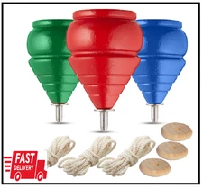 Authentic Spinning Tops Classic Wooden Trompos [Set of 3]
