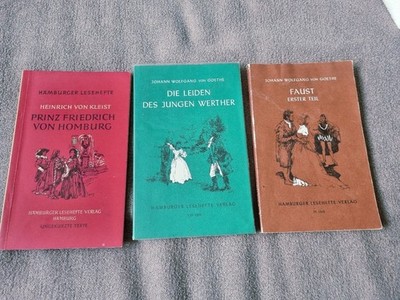 3x Hamburger Lesehefte Goethe Faust Teil 1,Die Leiden Des Jungen Werther,Kleist