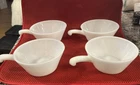 Set of 4 Vintage Anchor Hocking Fire-King Milk Glass Handled Soup/Chili Bowl1960