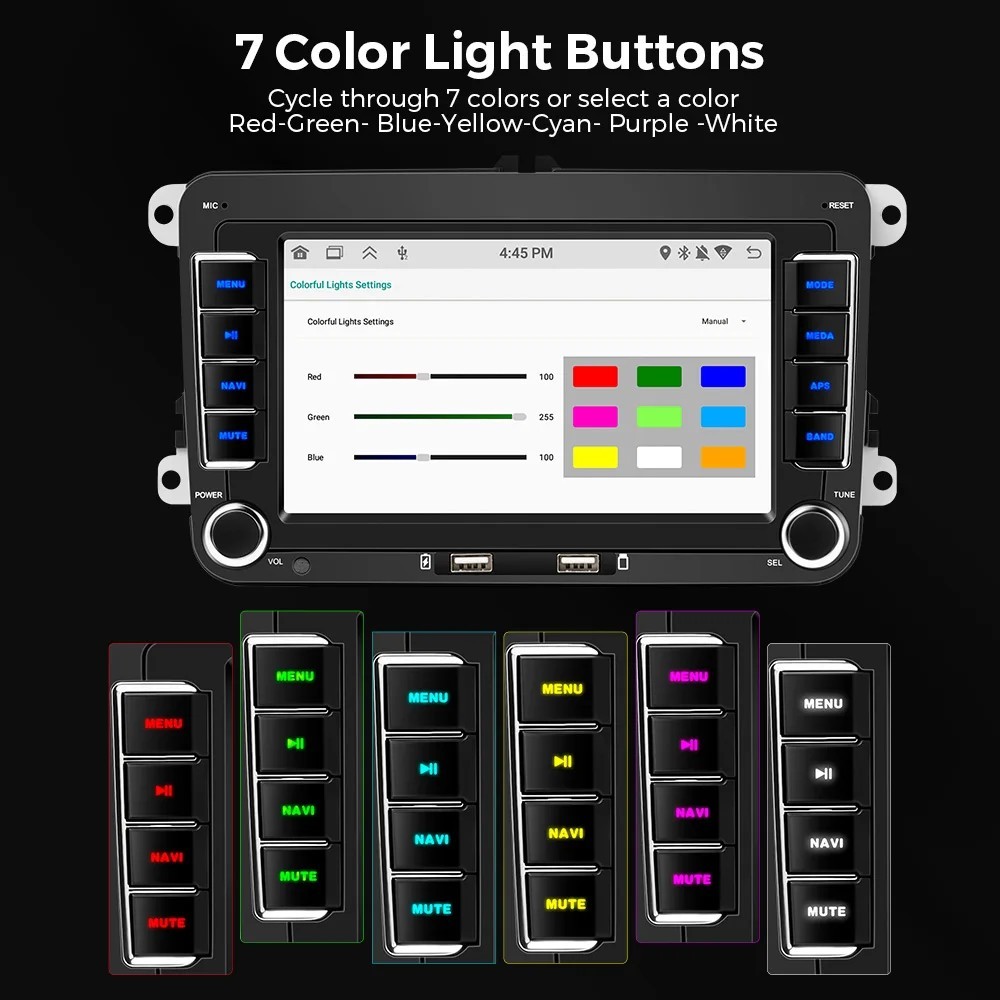 Autoradio 2 Din Android 14 GPS WIFI CarPlay per Vw Skoda Seat Golf Passat Polo - Miniatura 8