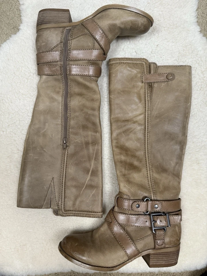 Botas de equitación Gianni Bini para mujer de cuero de 7 altas hebillas de socorro Lagenlook Foto 2 de 4