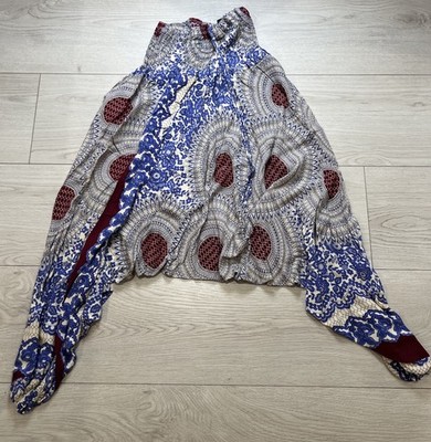 Blue Gecko Bohemian Print Harem Pants with Drawstring Waist Women s Small