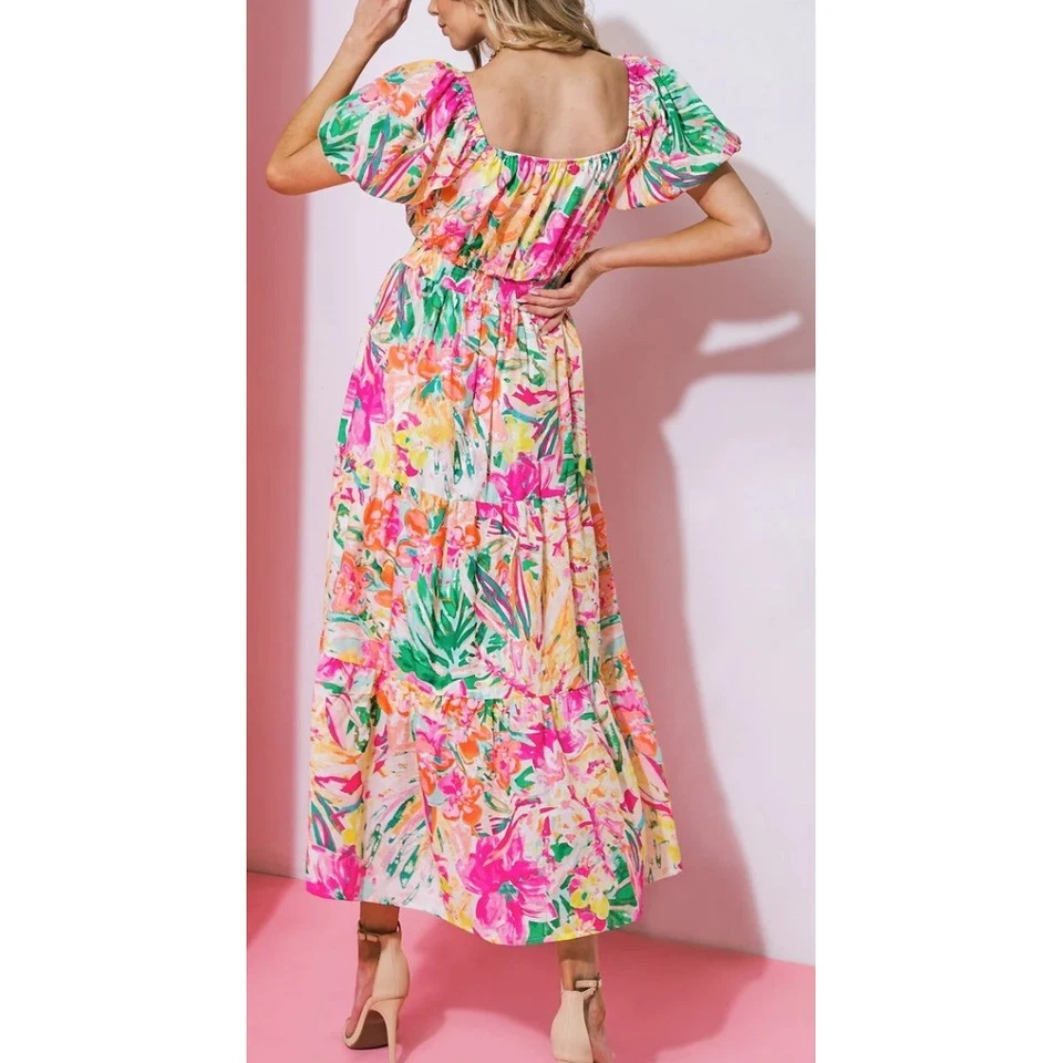 Flying Tomato Dress Floral Print Maxi Small Boho Brunch Shower Wedding Guest - Image 2 of 4
