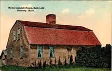 Myles Standish House Duxbury MA 1666 Saltbox Postcard Tichnor Bros 1930s